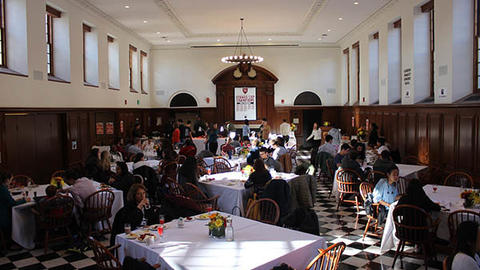 students eating in the dinning hall