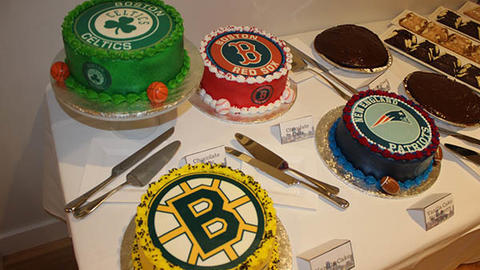 cakes of different Boston sports teams