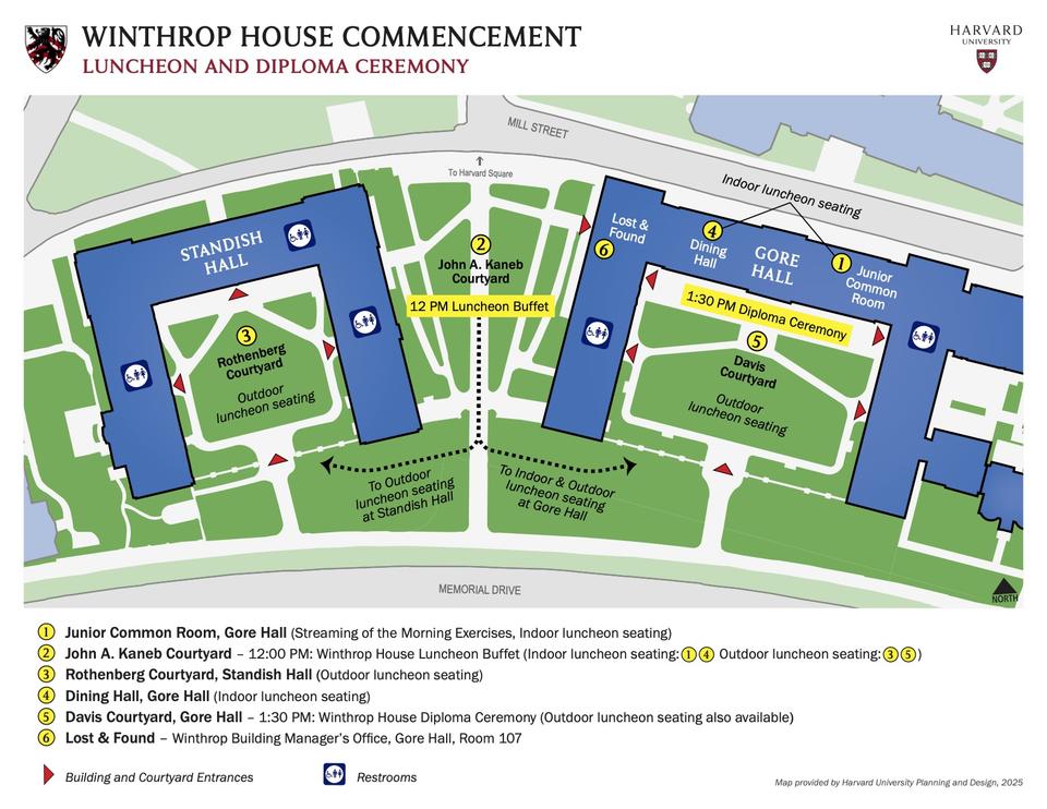 Winthrop House Commencement Luncheon and Diploma Ceremony Map