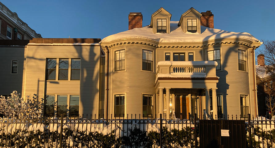 blythe house exterior with snow