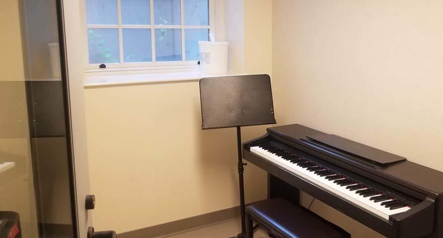 Photo of music room with keyboard